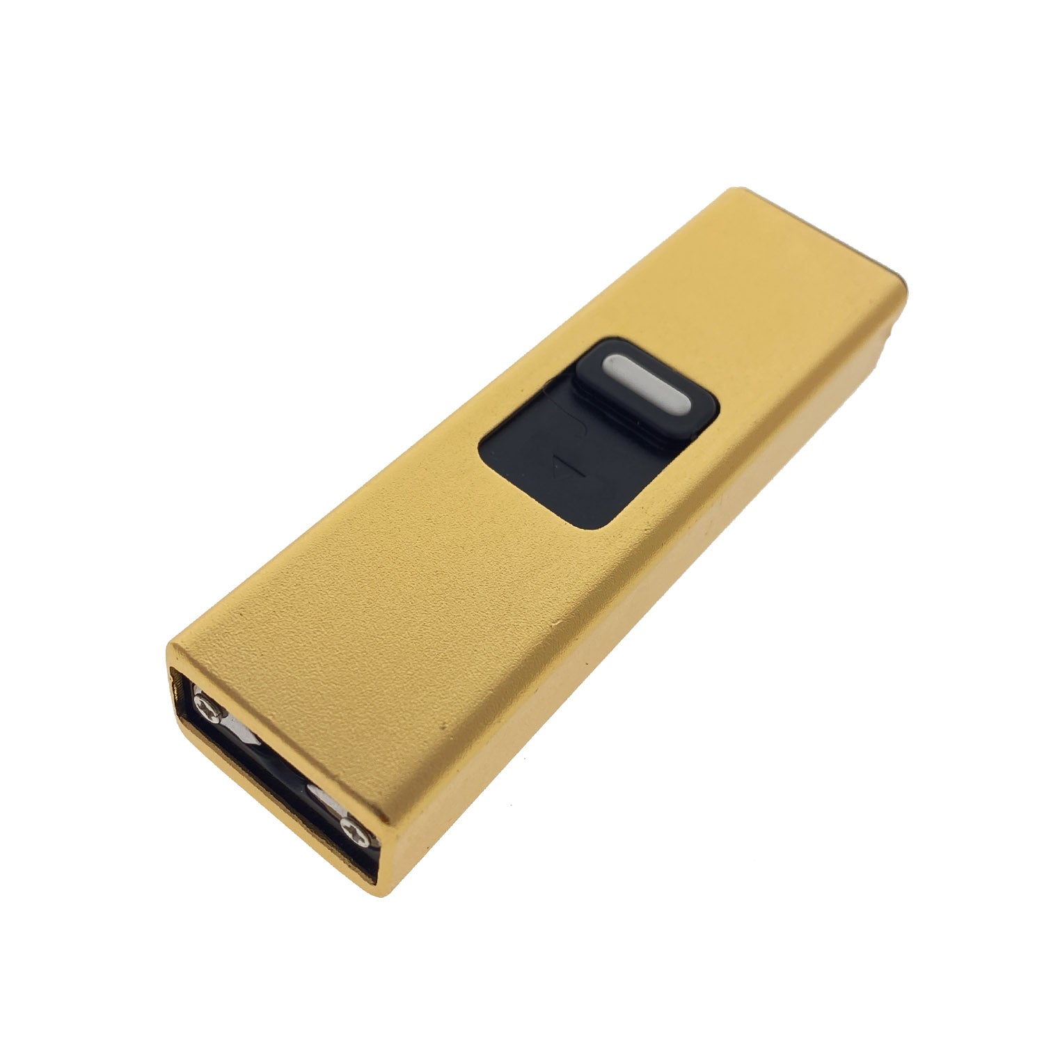 Guild Arms rechargeable mini stun gun with flashlight in gold finish for personal safety