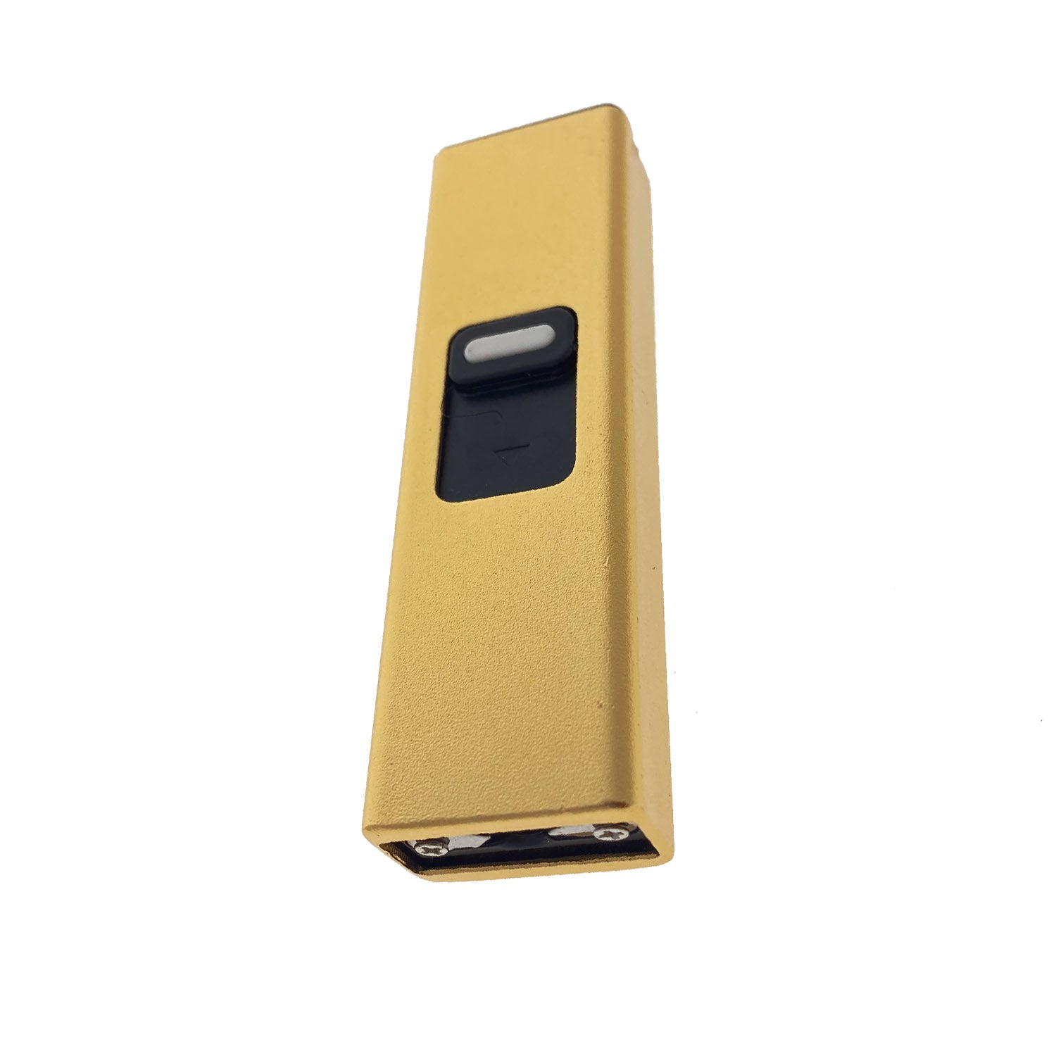 Guild Arms rechargeable mini stun gun with flashlight in gold, compact design for safety and convenience
