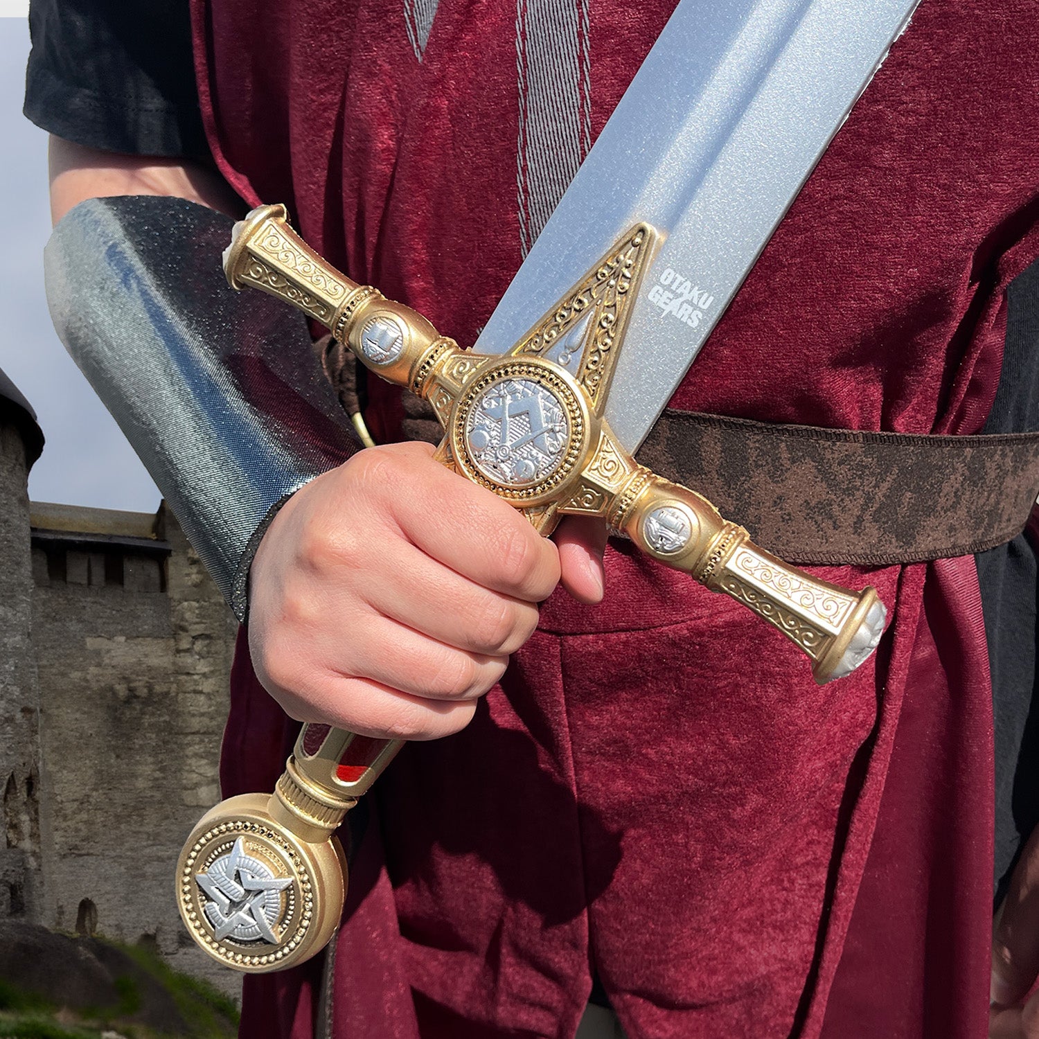 Guild Arms red freemason Foam sword with detailed hilt design and sturdy foam blade