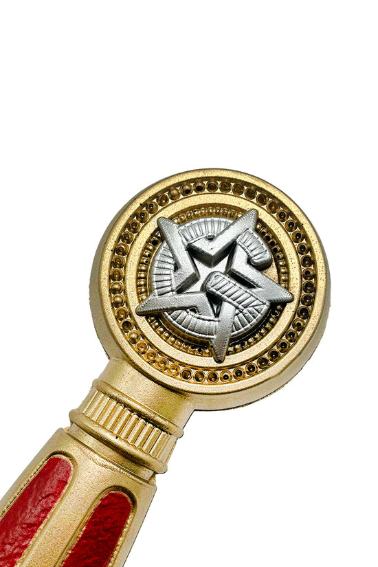 Gold and red freemason Foam sword with detailed emblem on the hilt for costume play