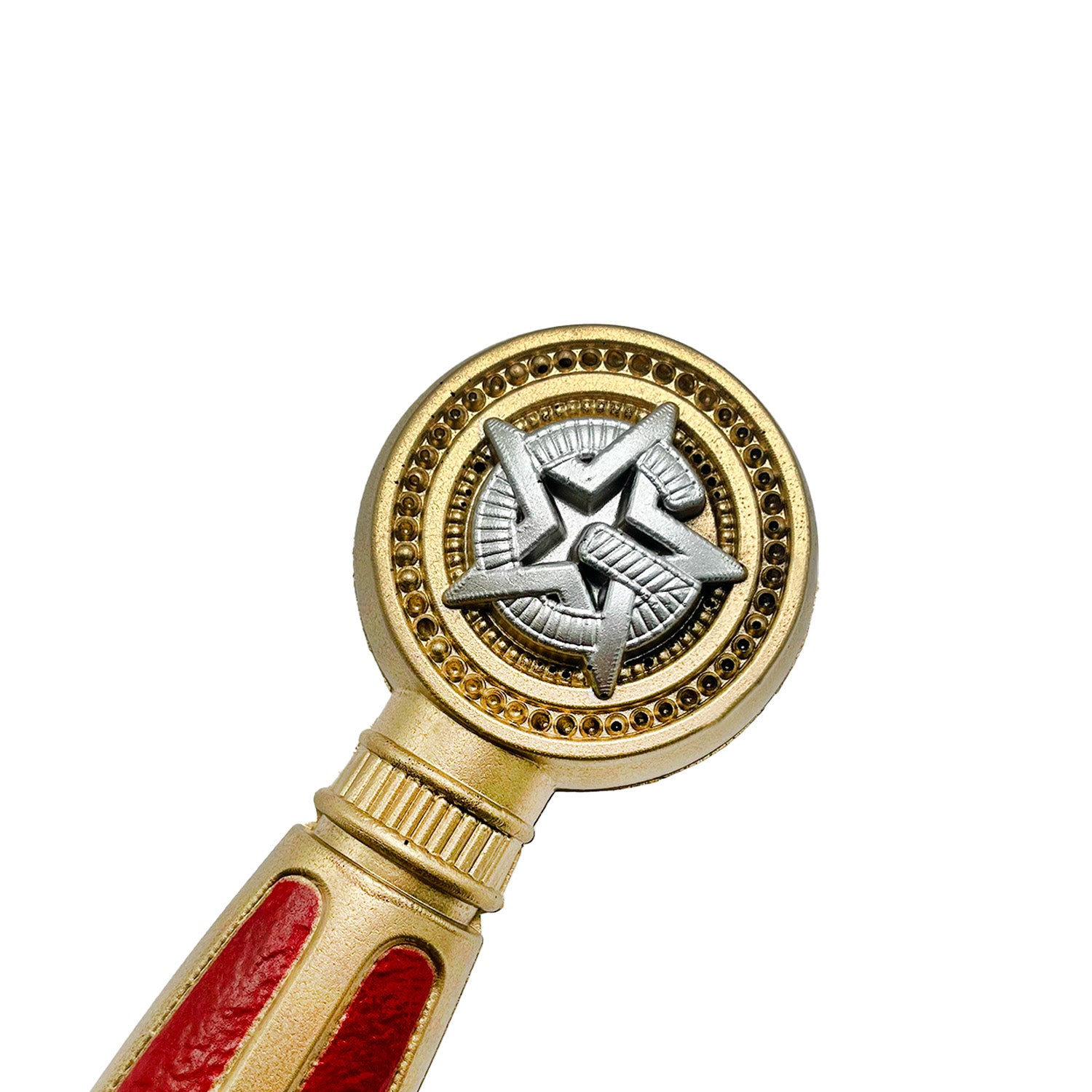 Gold and red freemason Foam sword with detailed emblem on the hilt for costume play