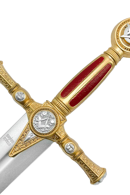 Guild Arms red freemason Foam sword with detailed golden hilt and decorative designs