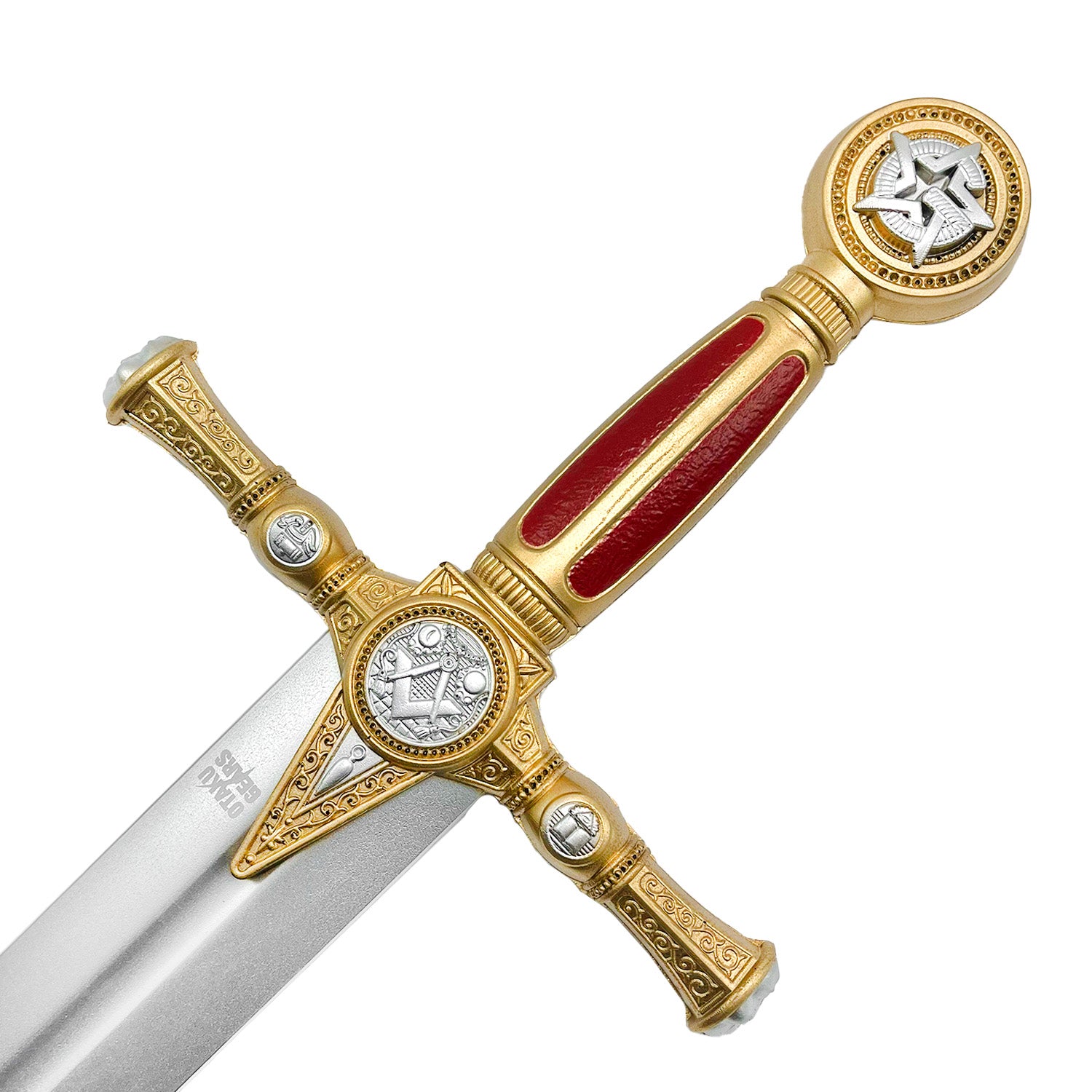 Guild Arms red freemason Foam sword with detailed golden hilt and decorative designs
