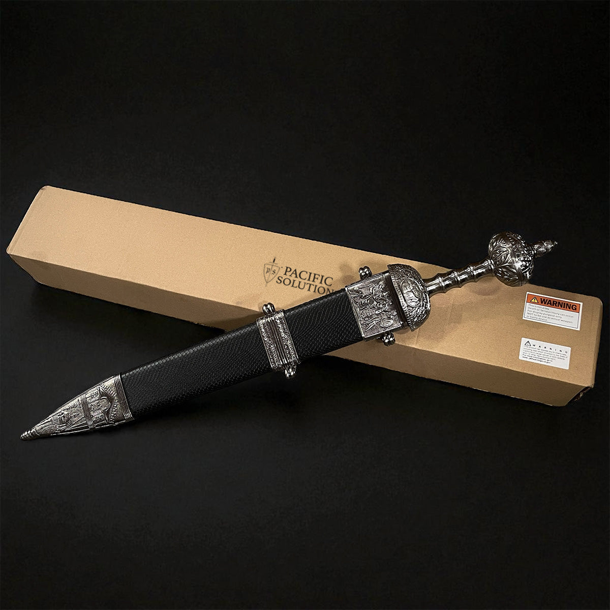 High quality Roman Gladiator sword with intricate detailing and leather grip from Guild Arms