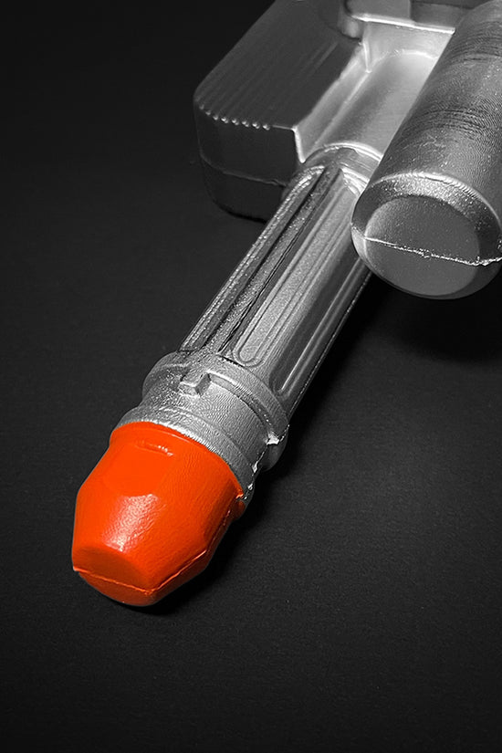 Otaku Gear Sci-fi foam laser gun for Cosplay with detailed silver finish and bright orange tip