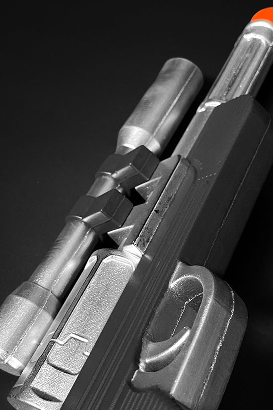 Otaku Gear Sci-fi foam laser gun for Cosplay in a metallic finish with orange tip