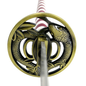 Serpent Nichirin Katana demon anime sword replica with ornate snake tsuba and red-striped handle
