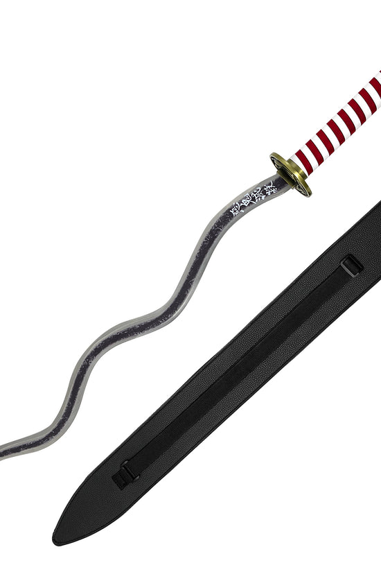 Serpent Nichirin Katana demon anime sword replica by Guild Arms with a curved blade and red striped handle