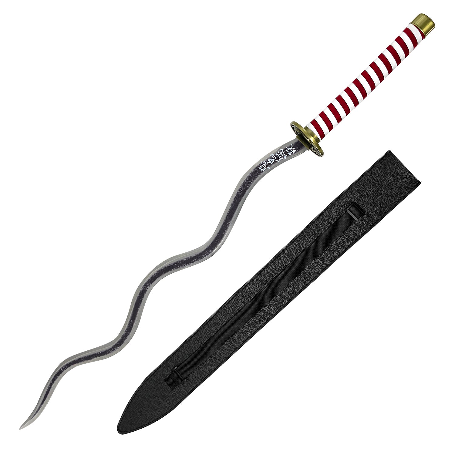 Serpent Nichirin Katana demon anime sword replica by Guild Arms with a curved blade and red striped handle