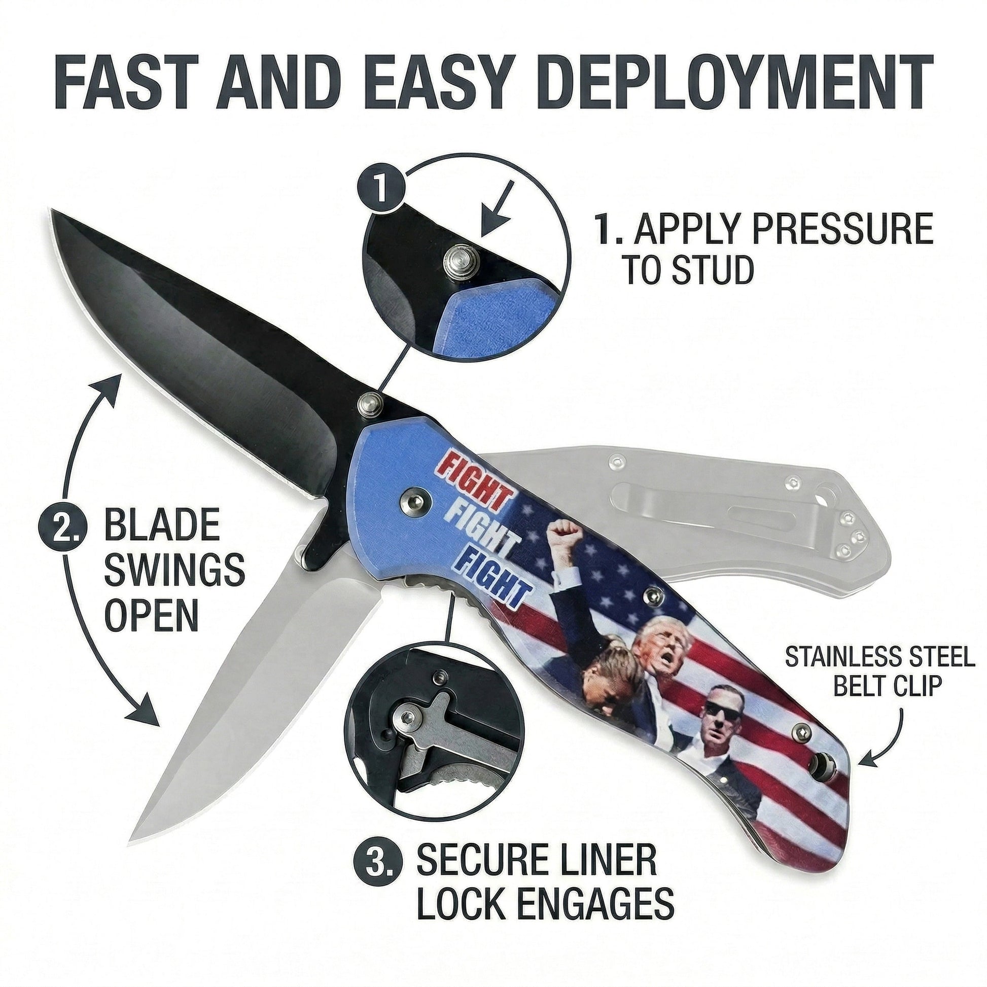 4.35" Black Blade /Fight  Handle / Assisted Knife