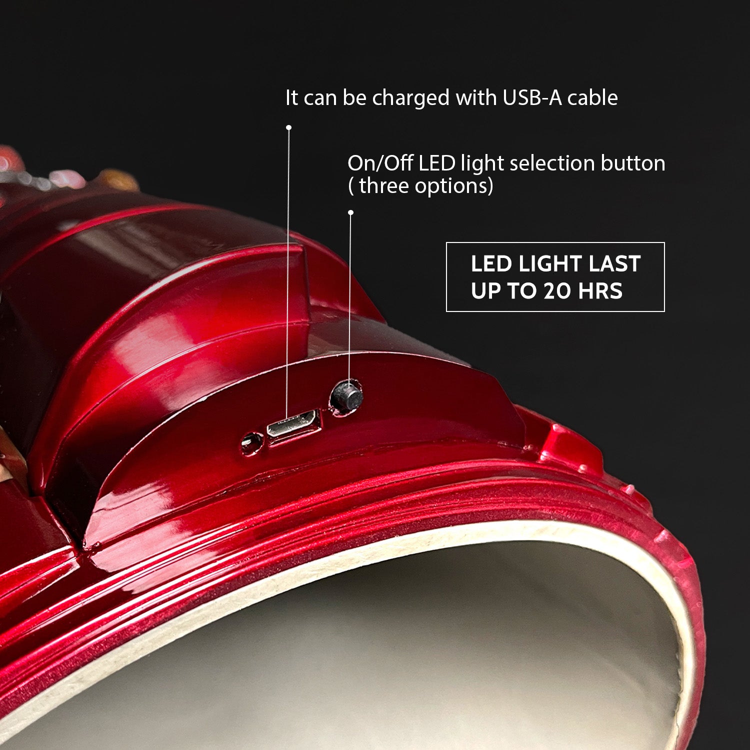 Guild Arms superhero Fantasy costume gloves with LED light feature and USB-A charging option