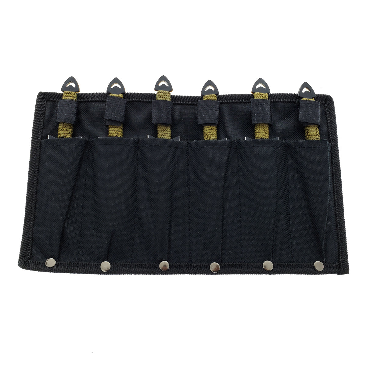 Target Master Falcon 6 PC throwing knives set of six in black nylon pouch with green paracord handles