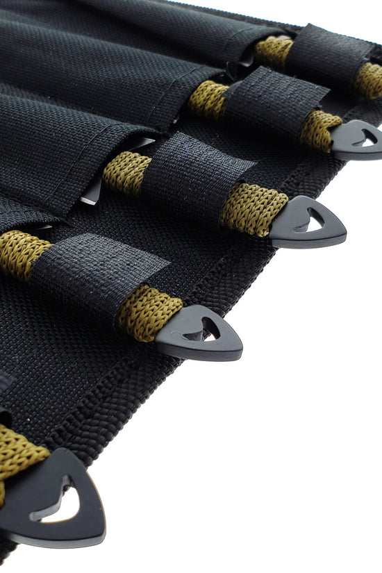 Target Master Falcon 6 PC throwing knives in black nylon roll with braided olive handles visible