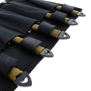 Target Master Falcon 6 PC throwing knives in black nylon roll with braided olive handles visible