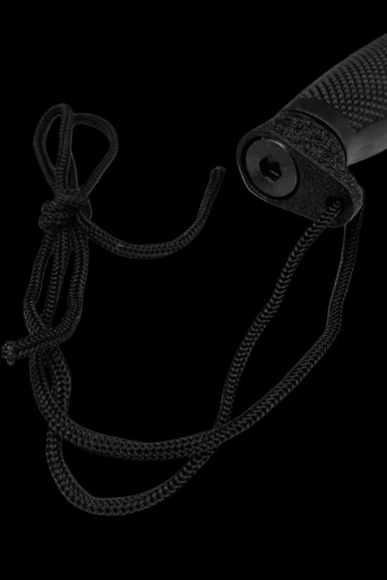 Guild Arms Tactical Knife With Rainbow Fixed Blade featuring textured grip and lanyard for secure handling