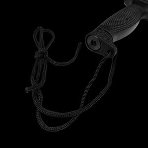 Guild Arms Tactical Knife With Rainbow Fixed Blade featuring textured grip and lanyard for secure handling