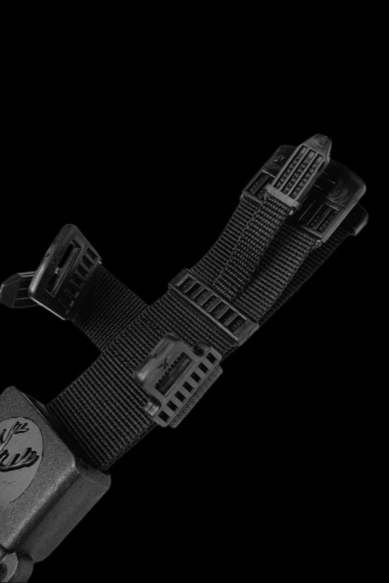 Guild Arms Tactical Knife With Rainbow Fixed Blade featuring durable straps and secure fastening system