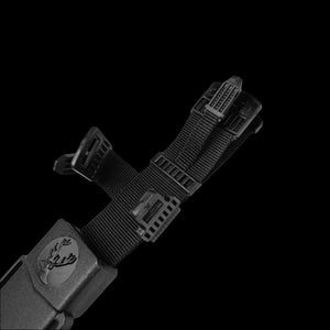 Guild Arms Tactical Knife With Rainbow Fixed Blade featuring durable straps and secure fastening system