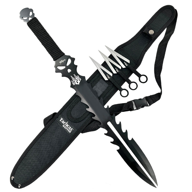 Tactical Master tactical machete and Throwing knife set with a durable sheath and sharp blades