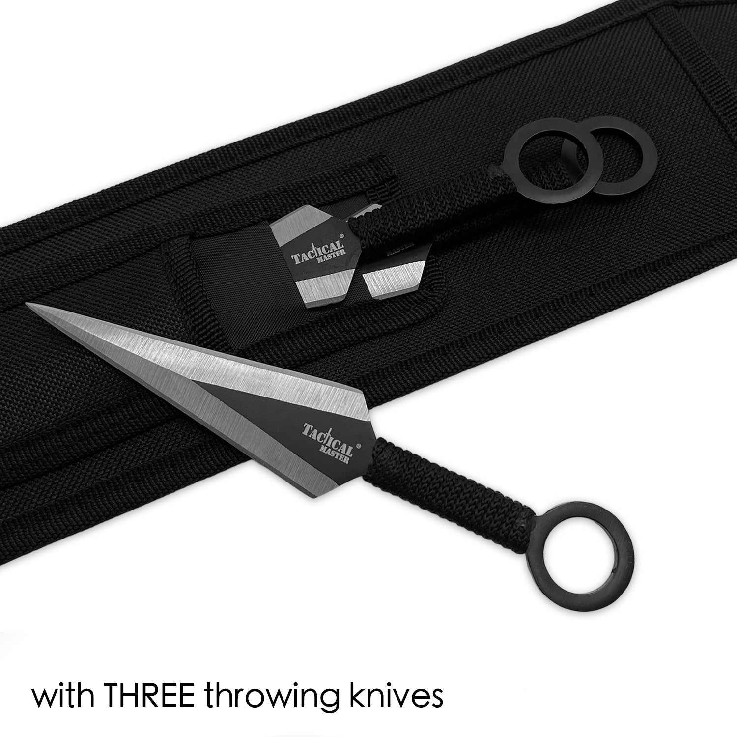 Tactical Master tactical machete and Throwing knife set with three throwing knives in a durable sheath