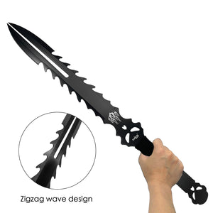 Tactical Master tactical machete and throwing knife set featuring a zigzag wave design for enhanced cutting performance