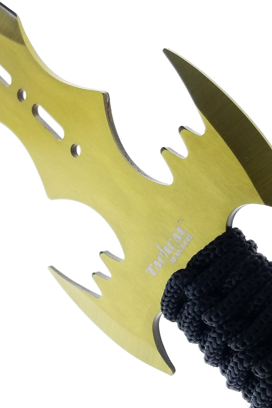 Tactical Machete and Throwing Knives Set Gold with ergonomic grip and sharp blade design