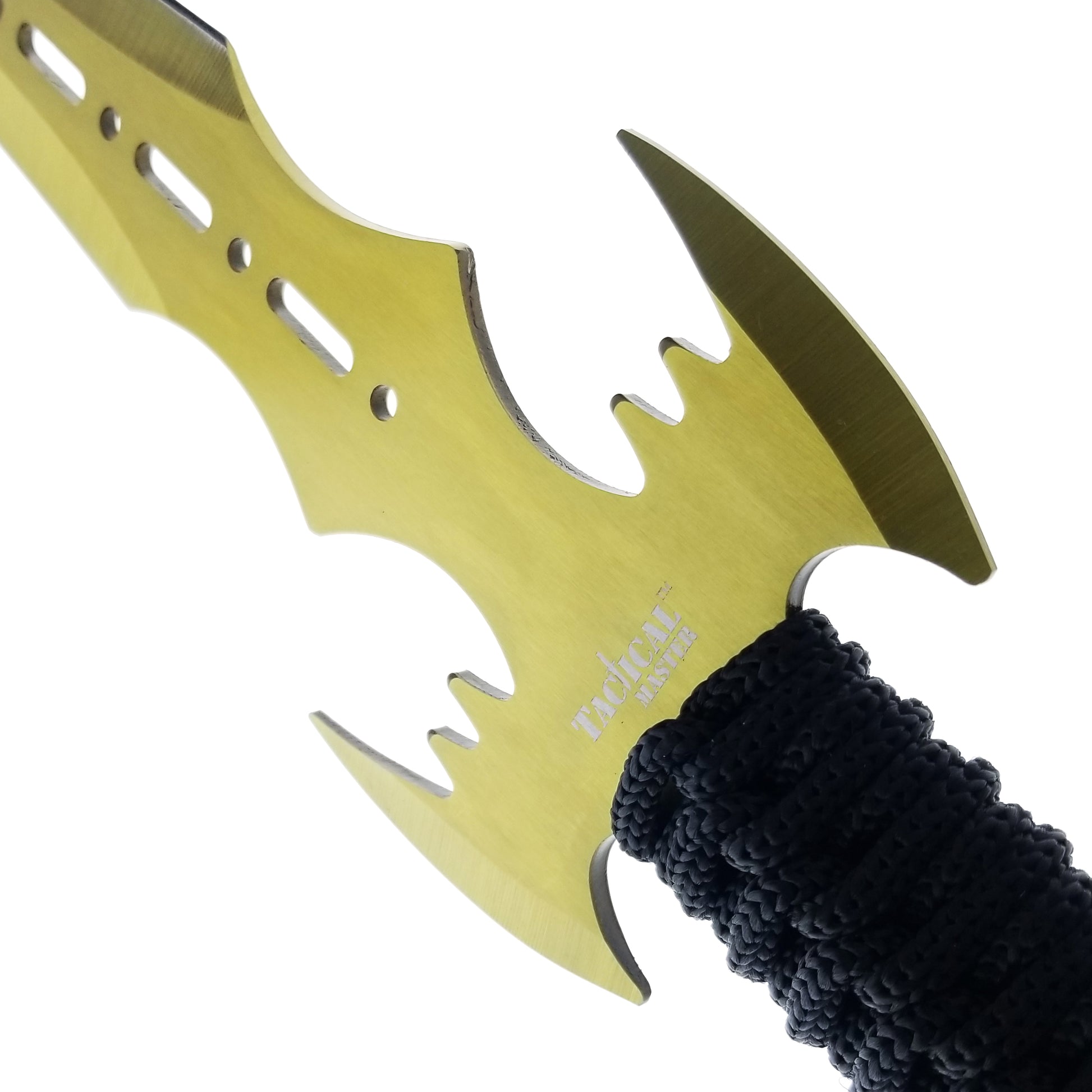 Tactical Machete and Throwing Knives Set Gold with ergonomic grip and sharp blade design