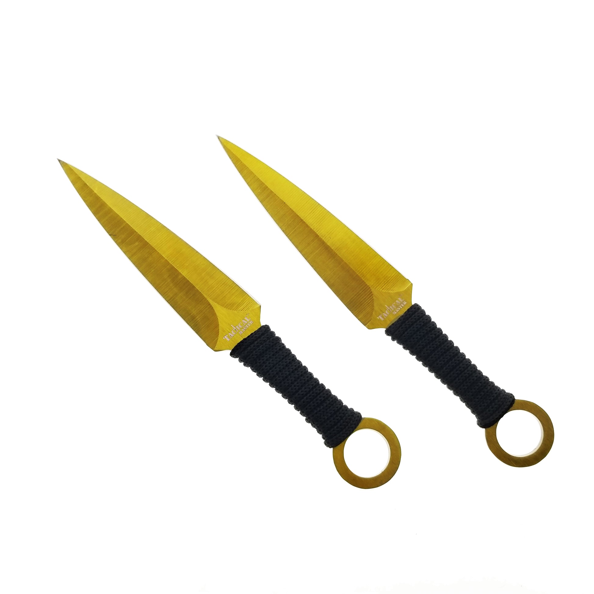 Tactical Machete and Throwing Knives Set Gold featuring sharp blades and durable handles for precision throwing