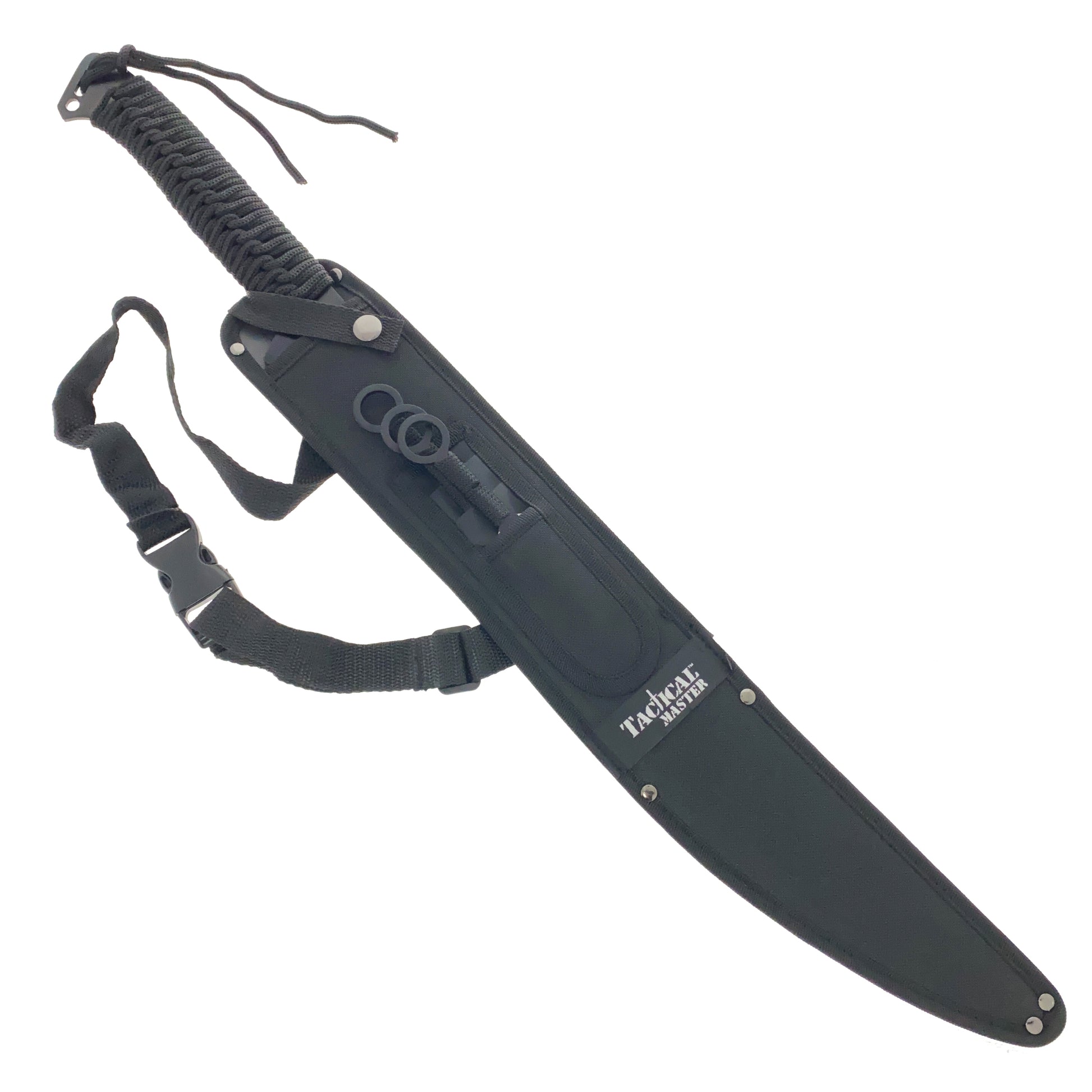 Guild Arms tactical machete and throwing knives set with durable sheath and adjustable strap