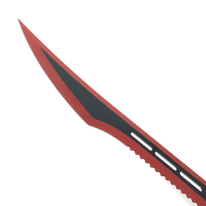 Guild Arms tactical machete and throwing knives set with a sleek red blade design for outdoor enthusiasts