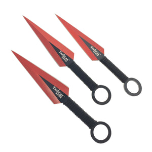 Guild Arms tactical machete and throwing knives set with durable red blades and ergonomic grips
