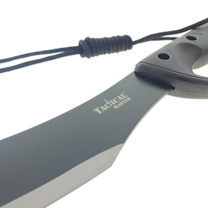 Tactical Master tactical machete with fire starter included featuring black blade and ergonomic handle