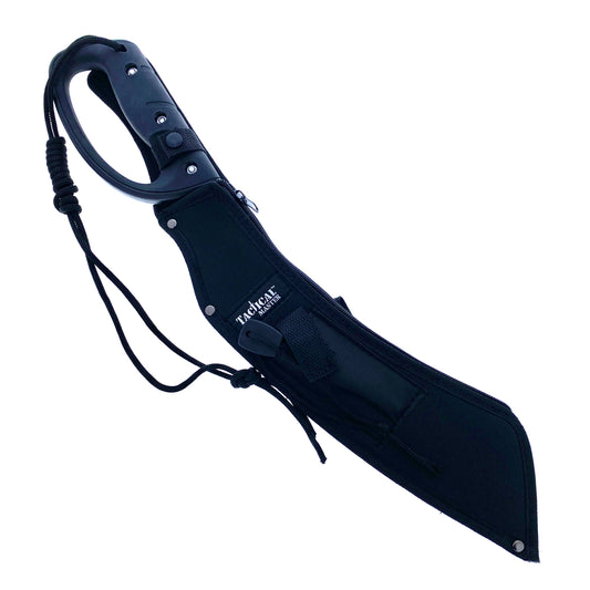 Tactical Master tactical machete with fire starter included in black sheath and ergonomic handle
