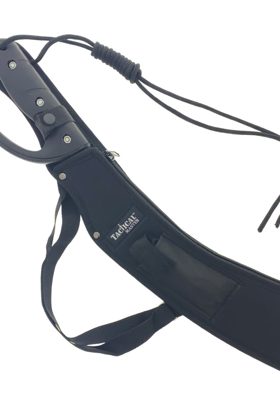 Tactical Master tactical machete with fire starter included in black sheath with handle strap