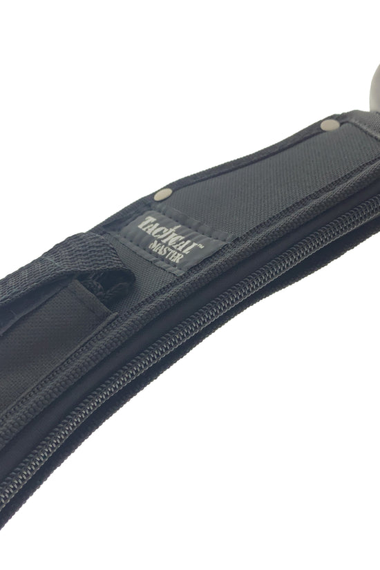 Tactical Master tactical machete with fire starter included in black carrying case close-up