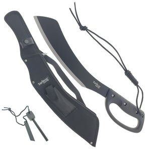Tactical Master tactical machete with fire starter included black blade and carrying sheath
