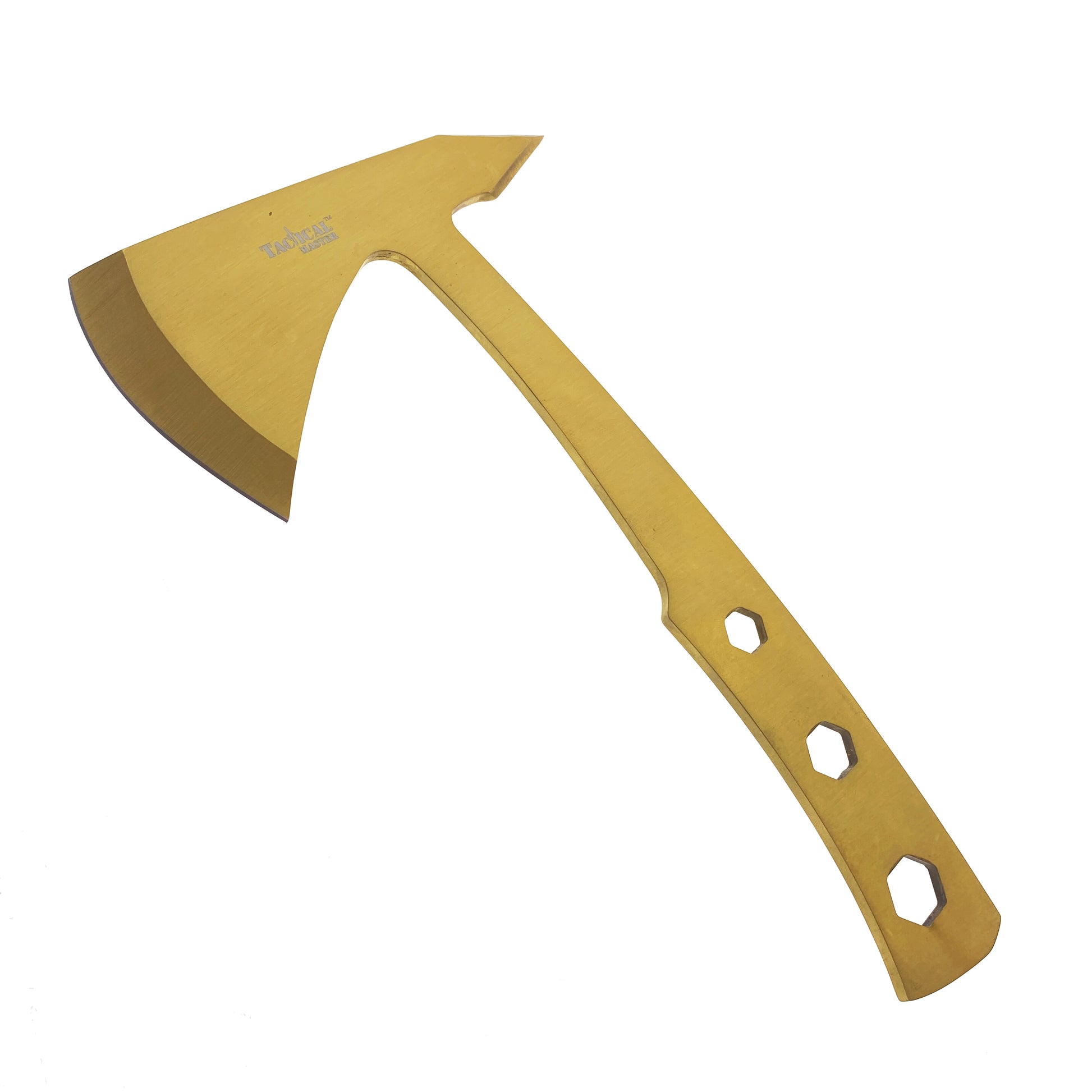 Tactical Master 2 Piece Axe Gold Set featuring durable gold finish and ergonomic design for outdoor use