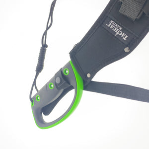 Tactical Master machete handle with green accents and black sheath best machete for camping and survival