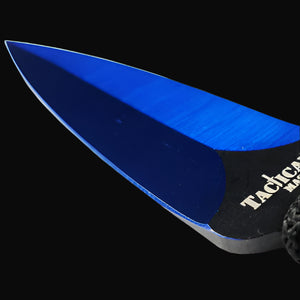 Tactical Master Blue Machete with 2 PCS Throwing Knives features a sleek blue blade for durability and precision