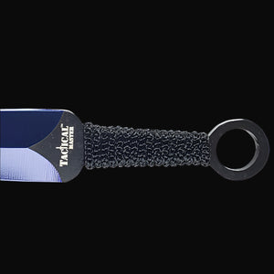 Tactical Master Blue Machete with 2 PCS Throwing Knives featuring a durable handle and sleek design