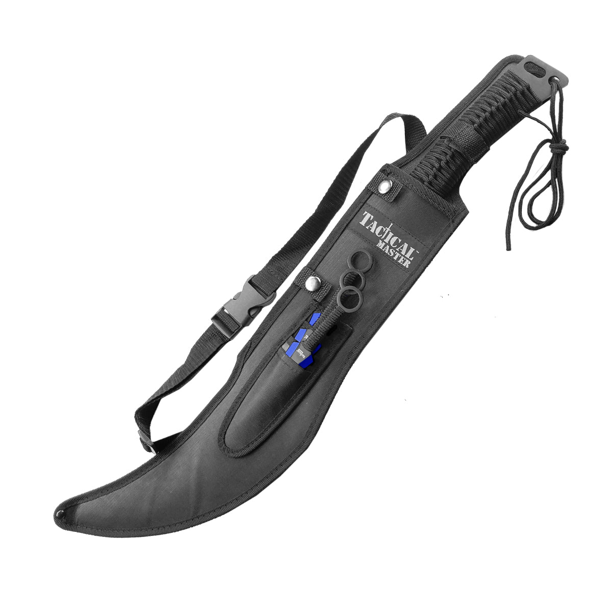 Tactical Master Blue Machete with 3 PCS 6' Throwing Knife and Durable Sheath for Outdoor Use
