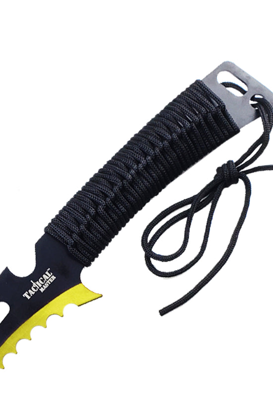 Tactical Master Gold Machete Throwing Knife with Black Handle and Sharp Blade for Outdoor Use