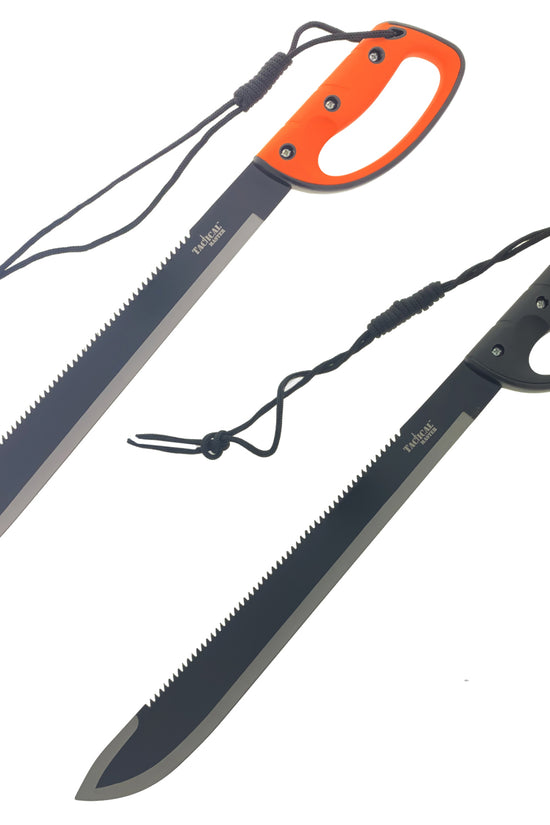 Guild Arms Tactical Master Orange Survival Machete with Firestarter & Sharping Stone for outdoor adventures