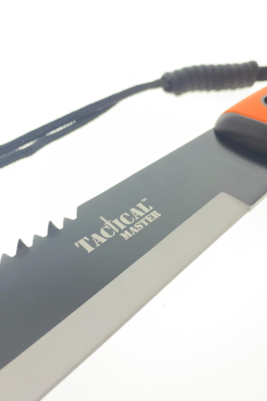 Tactical Master Orange Survival Machete with Firestarter & Sharping Stone for outdoor adventures