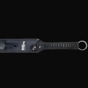 Tactical Master Red Machete With Throwing Knives featuring a durable grip and secure handle design