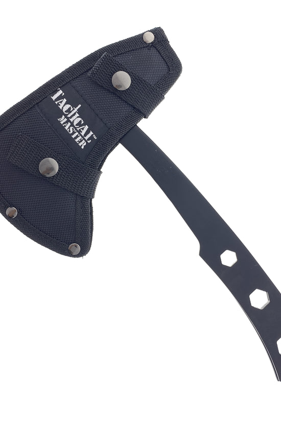 Tactical Master Throwing Axe Set featuring a durable blade and protective sheath for easy transport