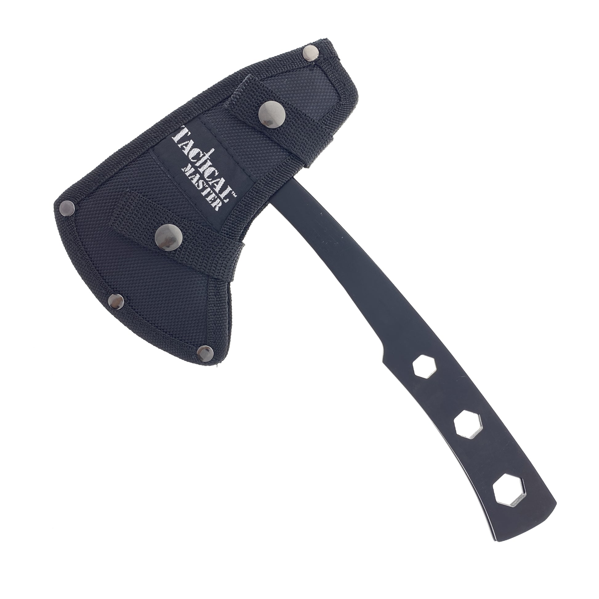 Tactical Master Throwing Axe Set featuring a durable blade and protective sheath for easy transport