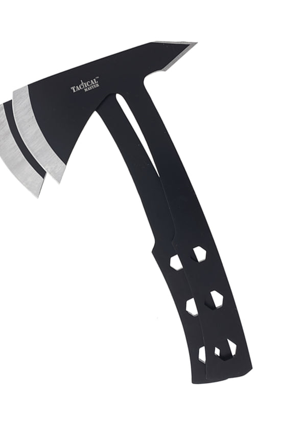 Tactical Master Throwing Axe Set featuring a sleek design with dual blades and a lightweight handle