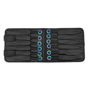 Target Master 12 PCS Ninja Kunai Black & Rainbow Set displayed in a black carrying case