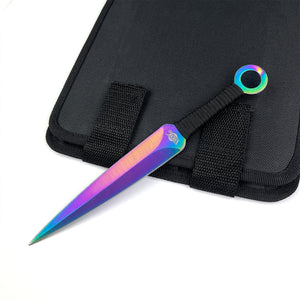 Target Master 12 PCS Ninja Kunai Black & Rainbow Set featuring a colorful kunai with a durable grip
